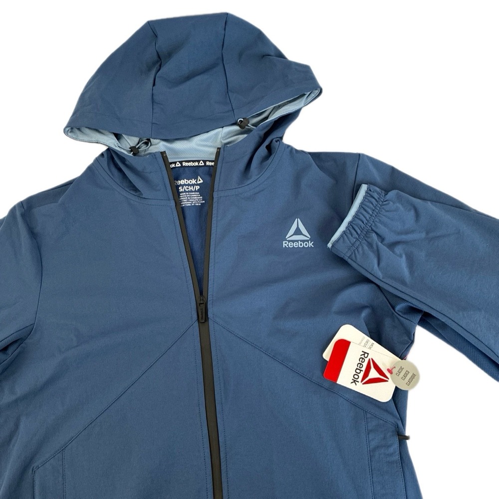 New Mens Reebok Ascent Full Zip Windbreaker Jacket Size Small NWT Dark Denim